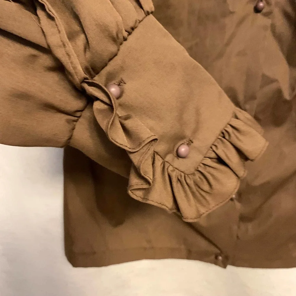 NEW FASHION Creation Vintage Brown Ruffled Blouse‎
